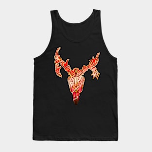 Creepy Metalic Deer Skull made of many hands (Red and Gold) Tank Top